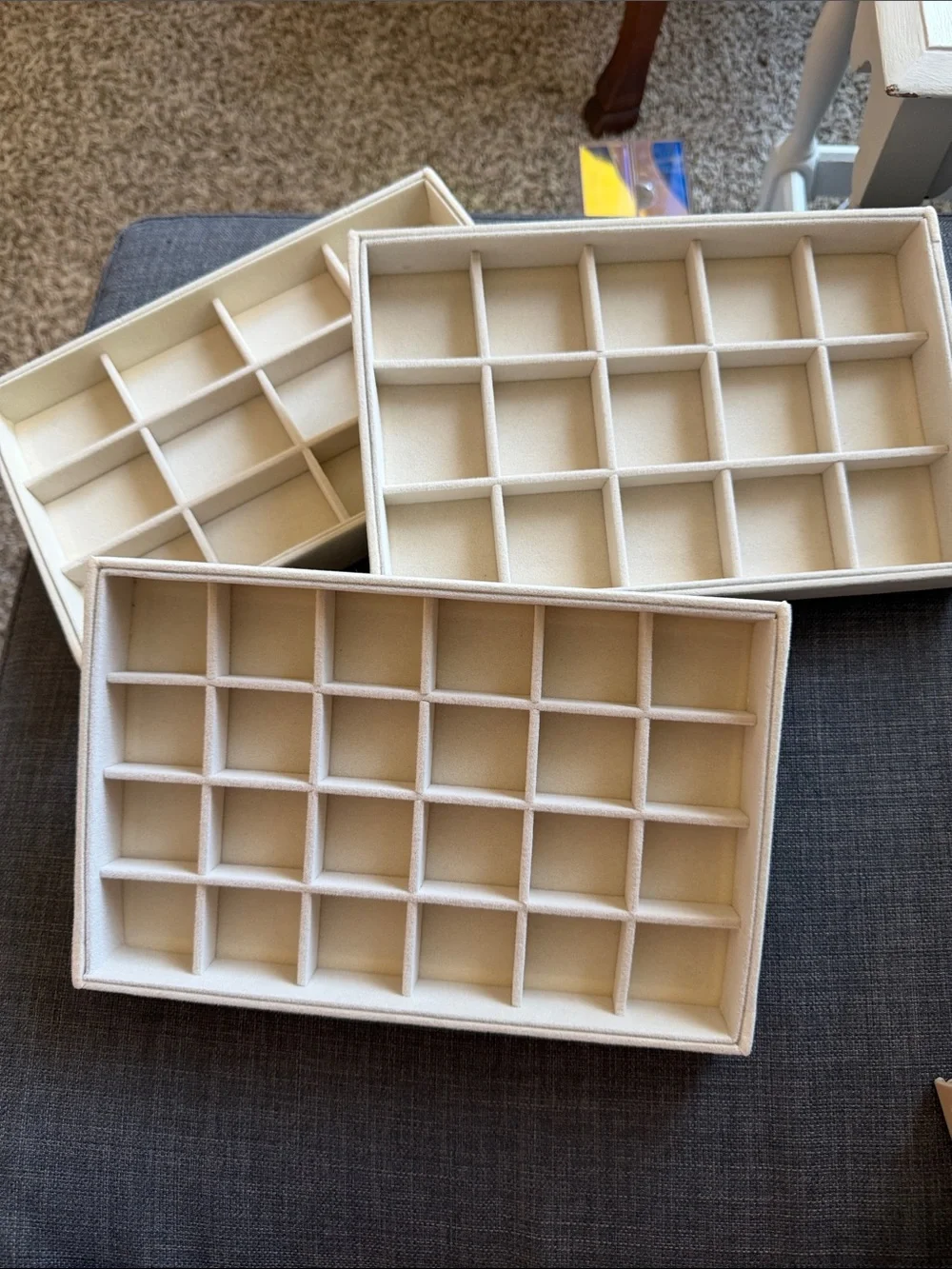 Cream Multi-Compartment Jewelry & Trinket Trays